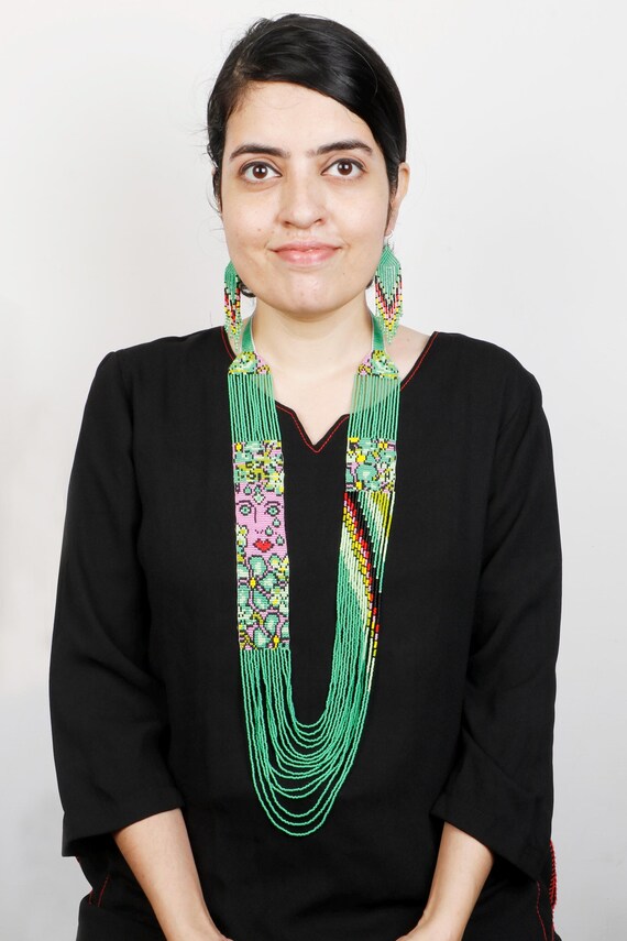 Parure Collier Et Boucles D’oreilles Perles De Rocaille – Fait Main, Multicolore, Neuf