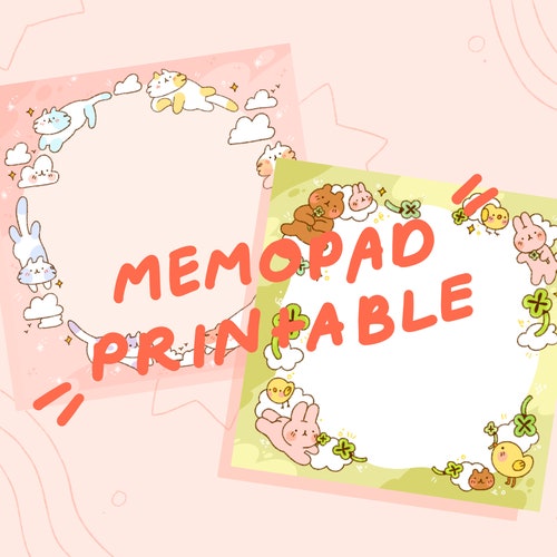 Cute Browser Memo Sheets Memo Pad Printable Stationery Etsy