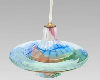 Vintage Glory Art Glass Oil Burner: Handmade Multicolour Swirl Lamp Wick Burner