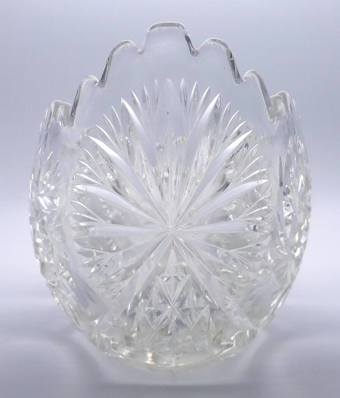 Vintage Large Pressed Glass Mantle Vase With Bohemian Style Etsy