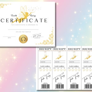 Tooth Fairy Certificate & Receipt: Printable Keepsake (PDF)