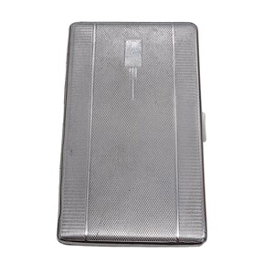 har bro cigarette case A Vintage Art Deco Chrome Engine Turned Vacant Cartouche VINTAGE GOLD PLATED CIGARETTE CASE