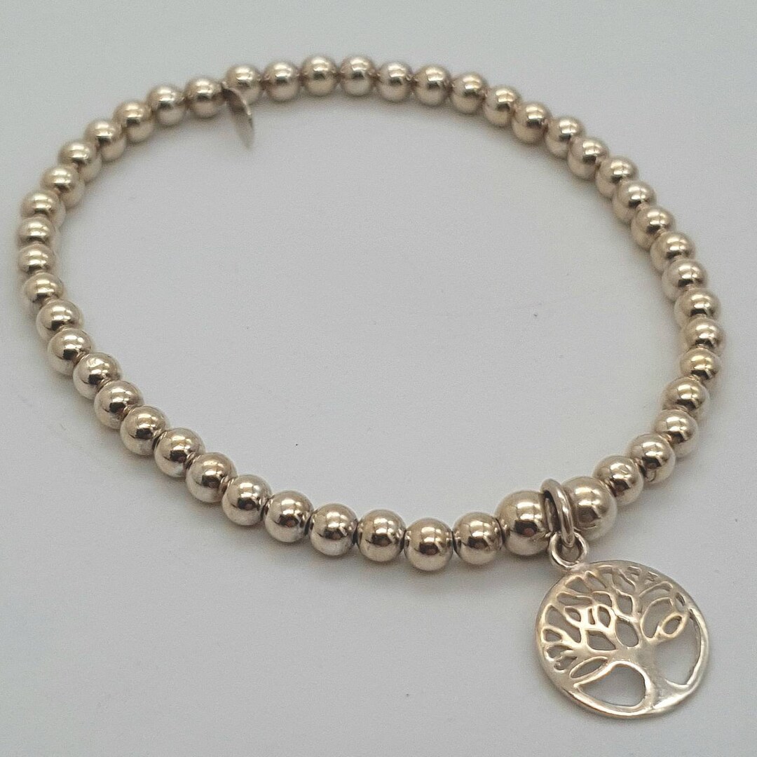 Sterling Silver Tree of Life Beaded Charm Bracelet - Etsy