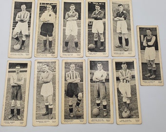 X11 Vintage 1930's Topical Times Football Collectable Trade Photo Cards Gift Him Her Long Set Soccer Game Black White Antique Retro Old