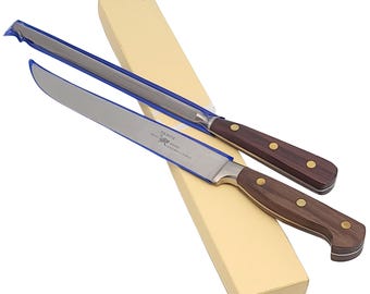 Vintage Pampa Carving Knife & Sharpening Steel Set by Elliots of Sheffield – Wood Handles – Collectible Kitchen Knives in Box