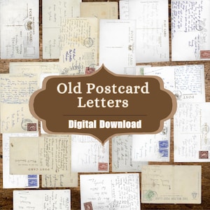 Paquete de efímeras de diario basura vintage / 8 páginas imprimibles / Hoja de collage, álbum de recortes digital, postales, cartas escritas a mano / Descarga instantánea