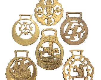 Vintage Brass Horse Brasses: English Equestrian Wall Decor
