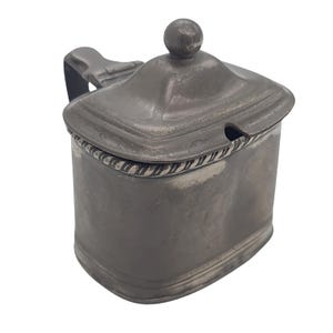 Antique Pewter Mustard Pot: Dixon & Sons 19th Century Tableware
