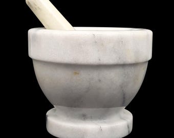 Large Marble Pestle and Mortar Set: Rustic Kitchen Spice Grinder