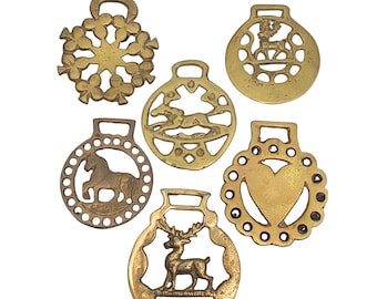 Vintage Brass Horse Brasses: English Equestrian Wall Decor