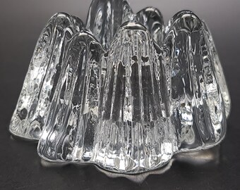 Nybro Sweden Glass Tealight Holder | Vintage Scandinavian Ice Design