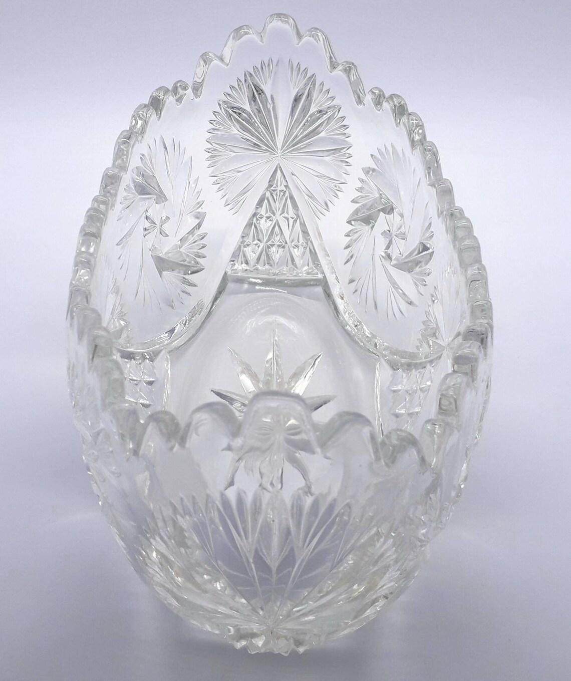 Vintage Large Pressed Glass Mantle Vase With Bohemian Style Etsy