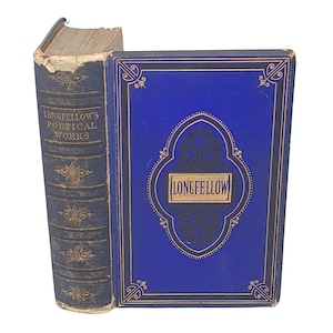 1886 Longfellow Poetical Works: Antique Victorian Hardcover Poetry