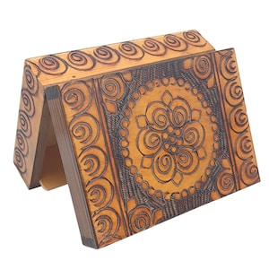 Handcrafted Wooden Keepsake Box | Vintage Floral Carved Storage Box | Rustic Trinket Jewelry Chest | Boho Home Decor
