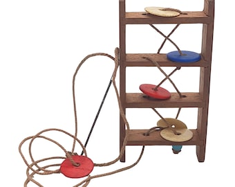 Vintage Wooden Untangle Puzzle: Retro Brain Teaser Toy, Handmade Collectible