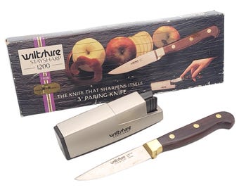 Vintage Wiltshire Staysharp 1200 Paring Knife with Self-Sharpening Scabbard | 3" Stainless Steel Blade | Original Box