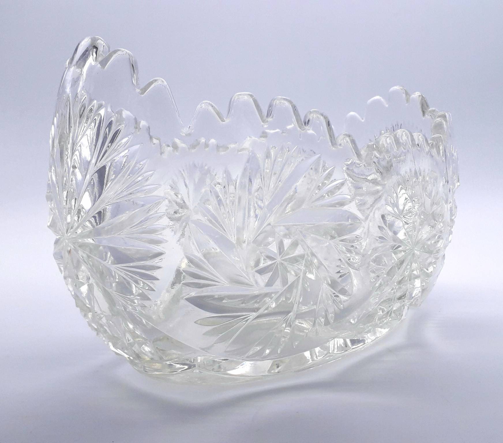 Vintage Large Pressed Glass Mantle Vase With Bohemian Style Etsy