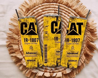 Cat Tumbler, 20oz stainless steel, Oil Filter, Gift, Mechanic Tumbler, Christmas Gift, Engine Oil, Gift for Him