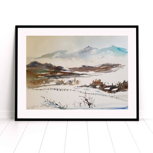 Winter in the Shenandoahs (2020) Watercolor Print Wall Art, Unframed