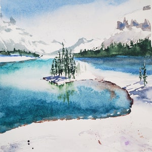 Crater Lake (2023) Hand Painted Watercolor, Original and Print Wall Art, Unframed