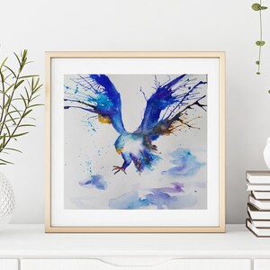 Peregrine Falcon (2017) Watercolor Print Wall Art, Unframed