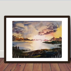 Smith Mountain Lake (2020) Watercolor Print Wall Art, Unframed