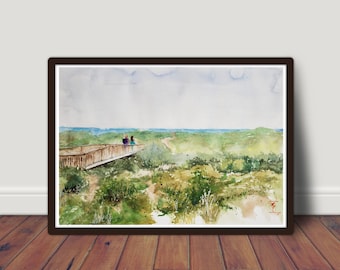 Topsail Beach (2023) Watercolor Print Wall Art, Unframed