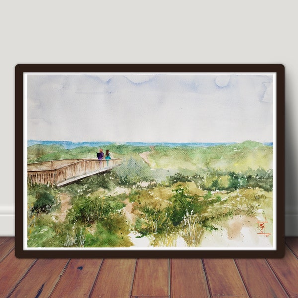 Topsail Beach (2023) Watercolor Print Wall Art, Unframed