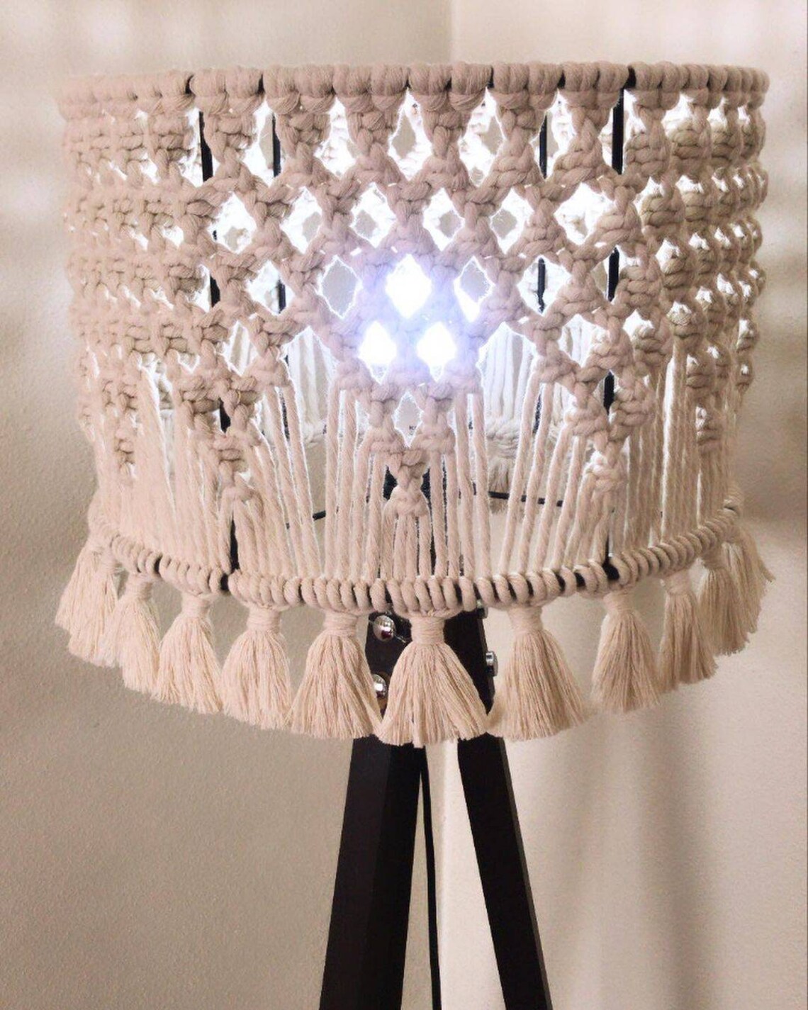 Floor lamp. Boho light. Fringe lampshade Macrame Lamp Shade Etsy