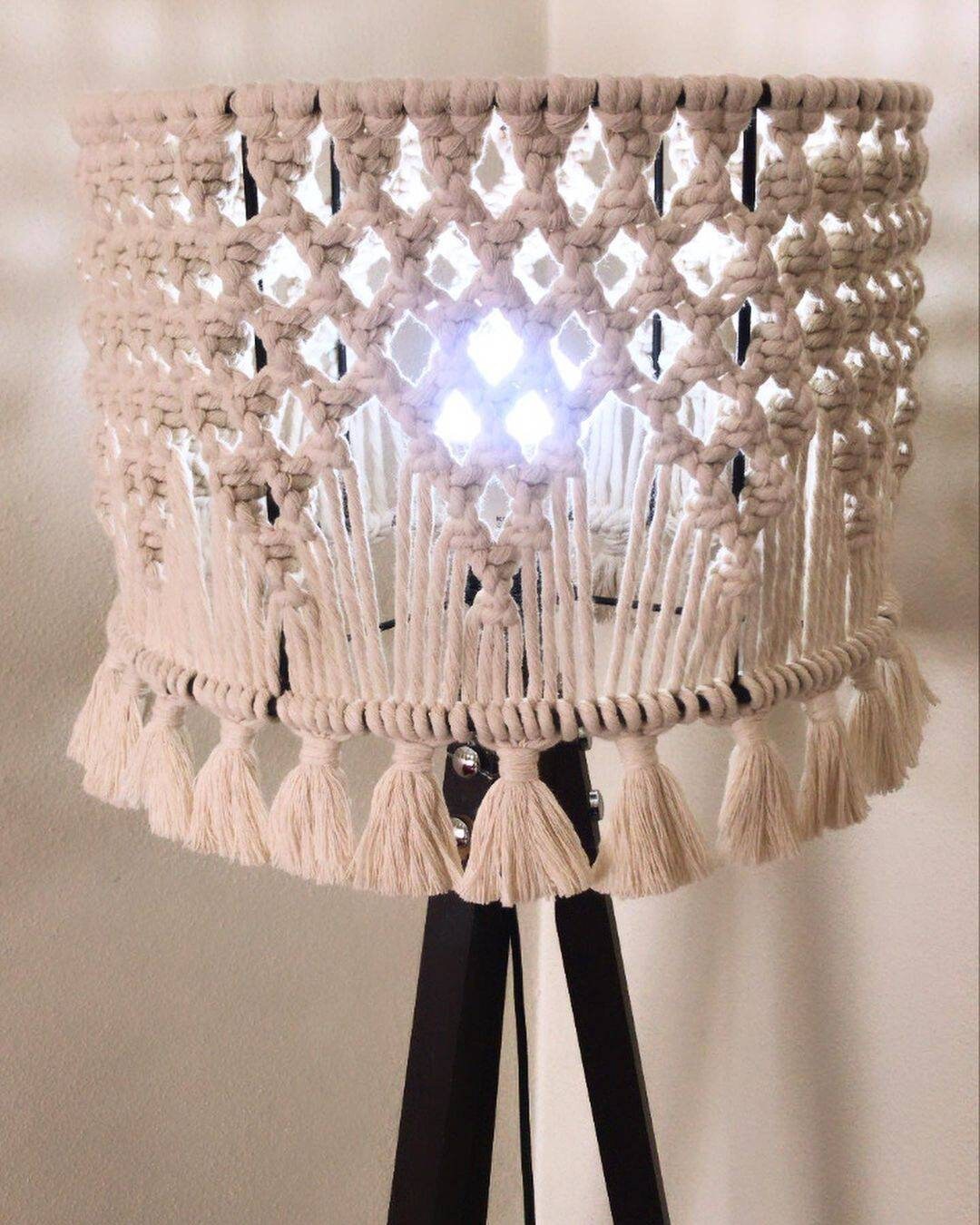 Floor lamp. Boho light. Fringe lampshade Macrame Lamp Shade Etsy