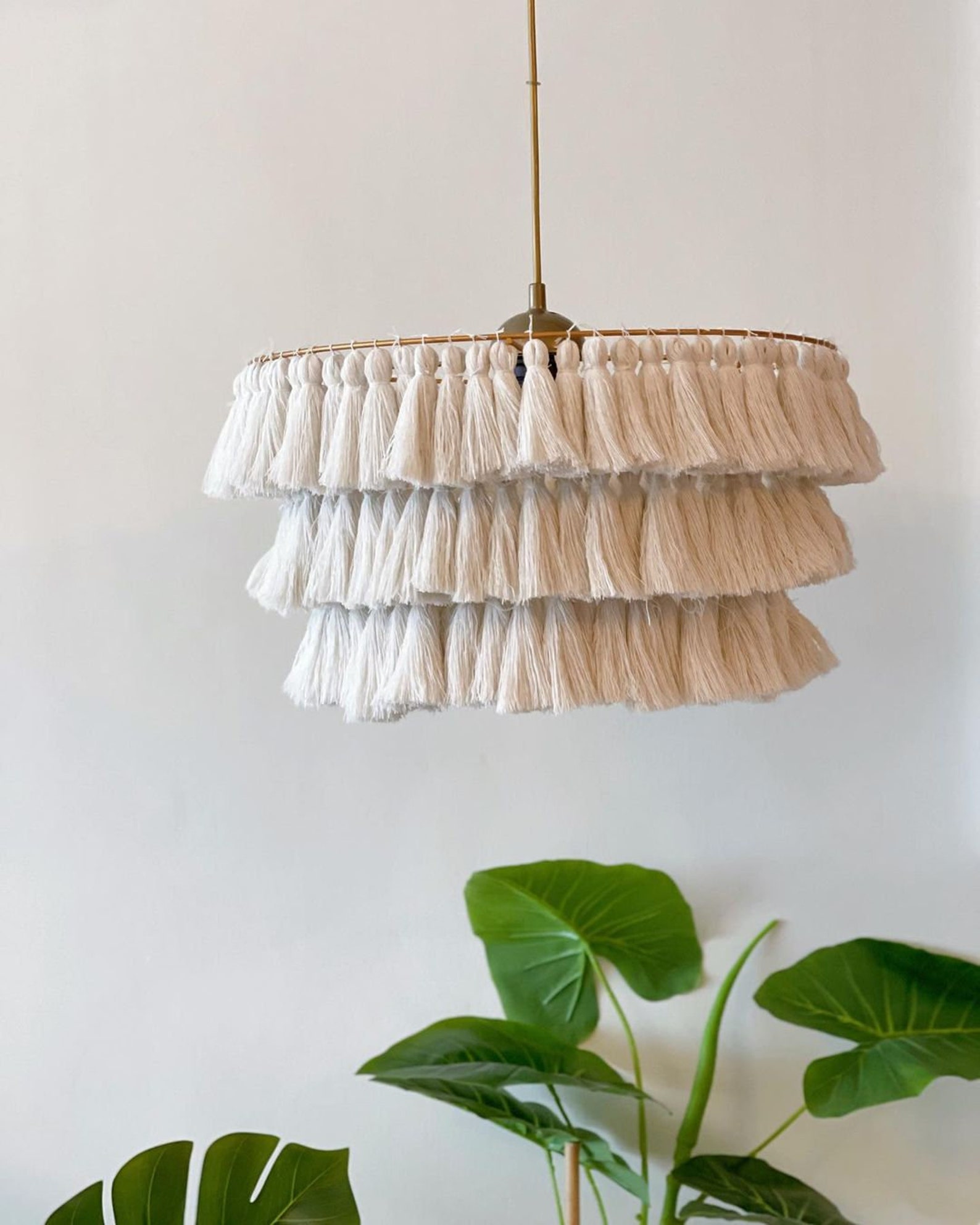 Boho light. Fringe Chandelier Tassel Lamp Shade 60 cm width Etsy