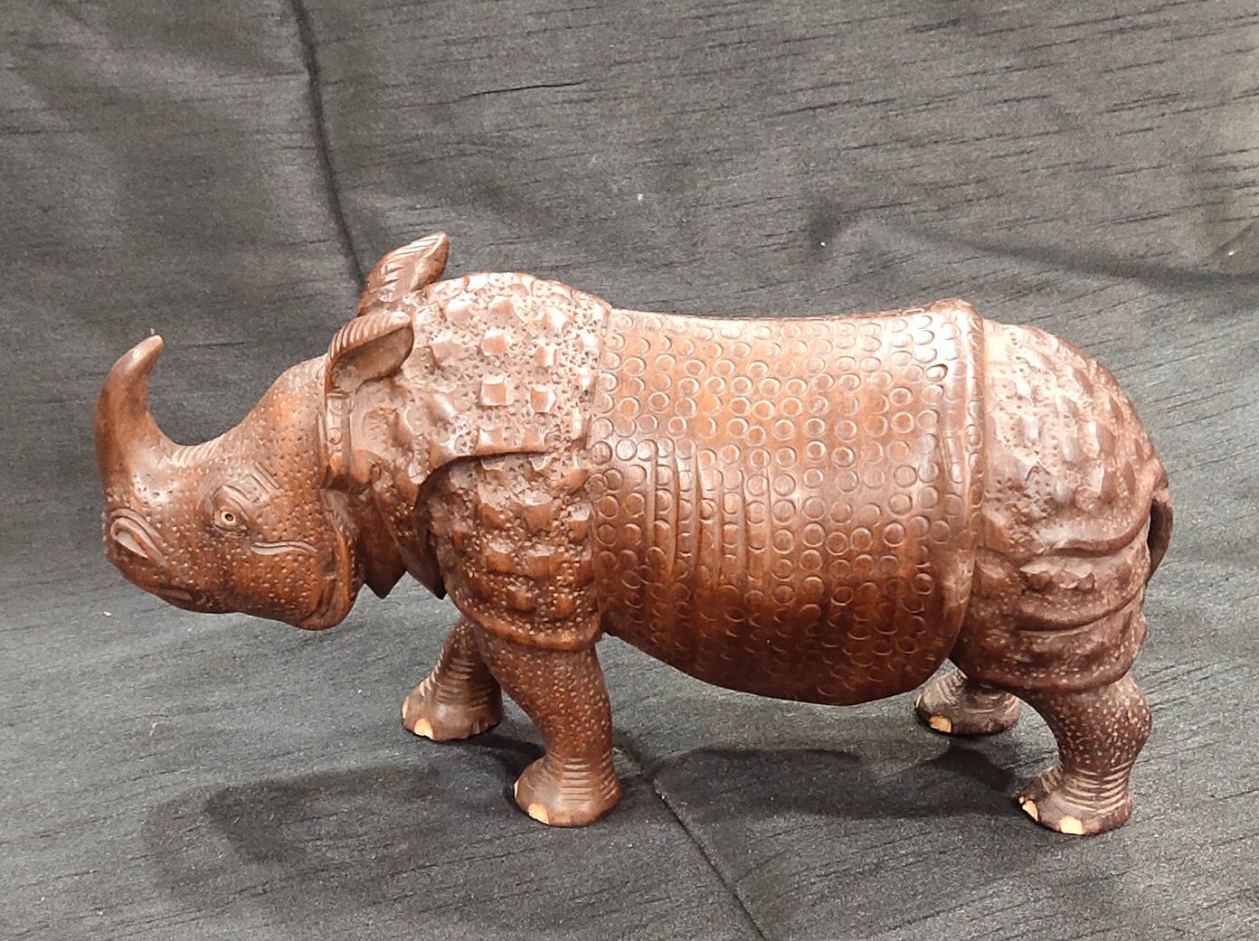 Wooden Rhinoceros Statue Hand Carved Rhinoceros Sculpture Etsy UK