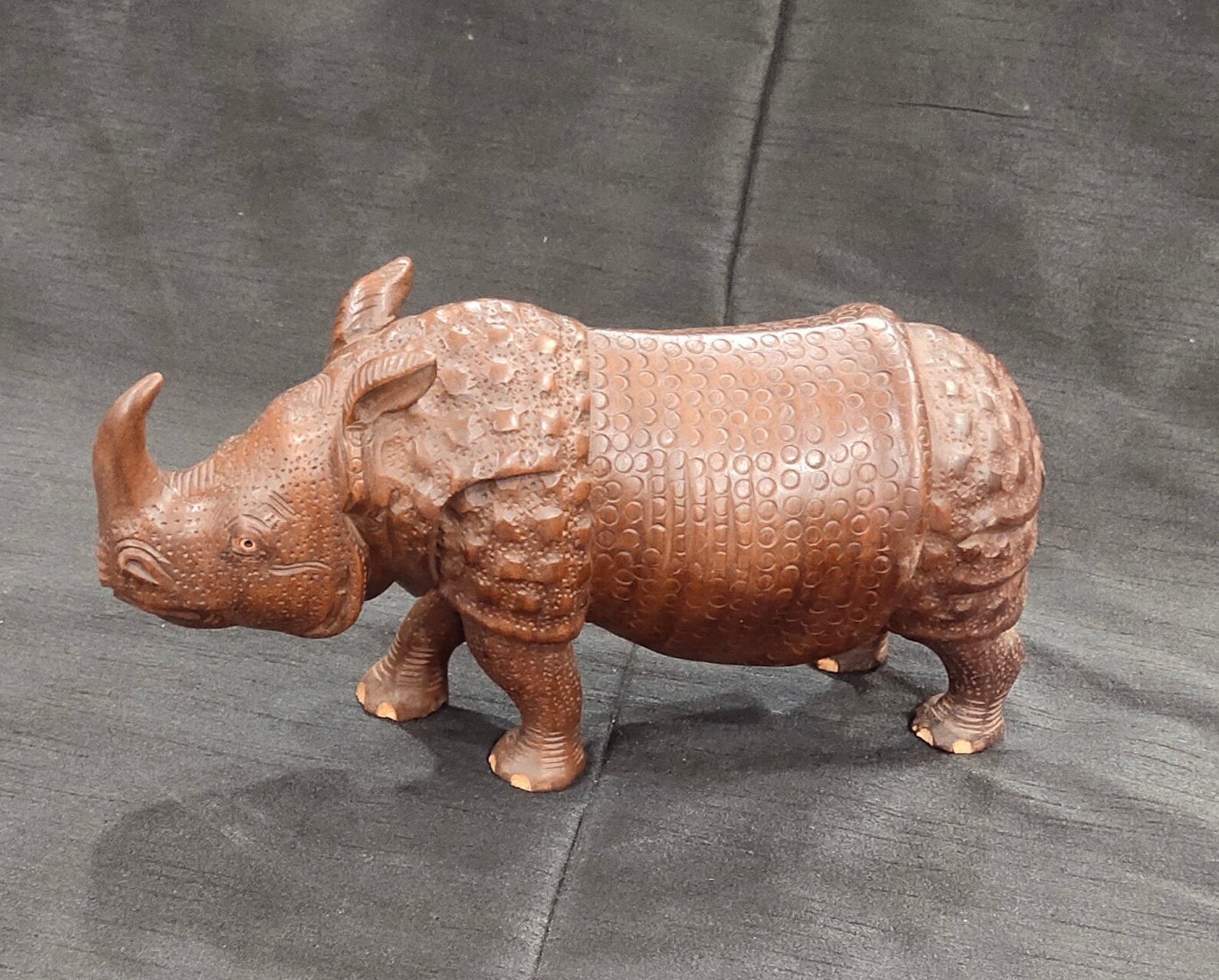 Wooden Rhinoceros Statue Hand Carved Rhinoceros Sculpture Etsy UK