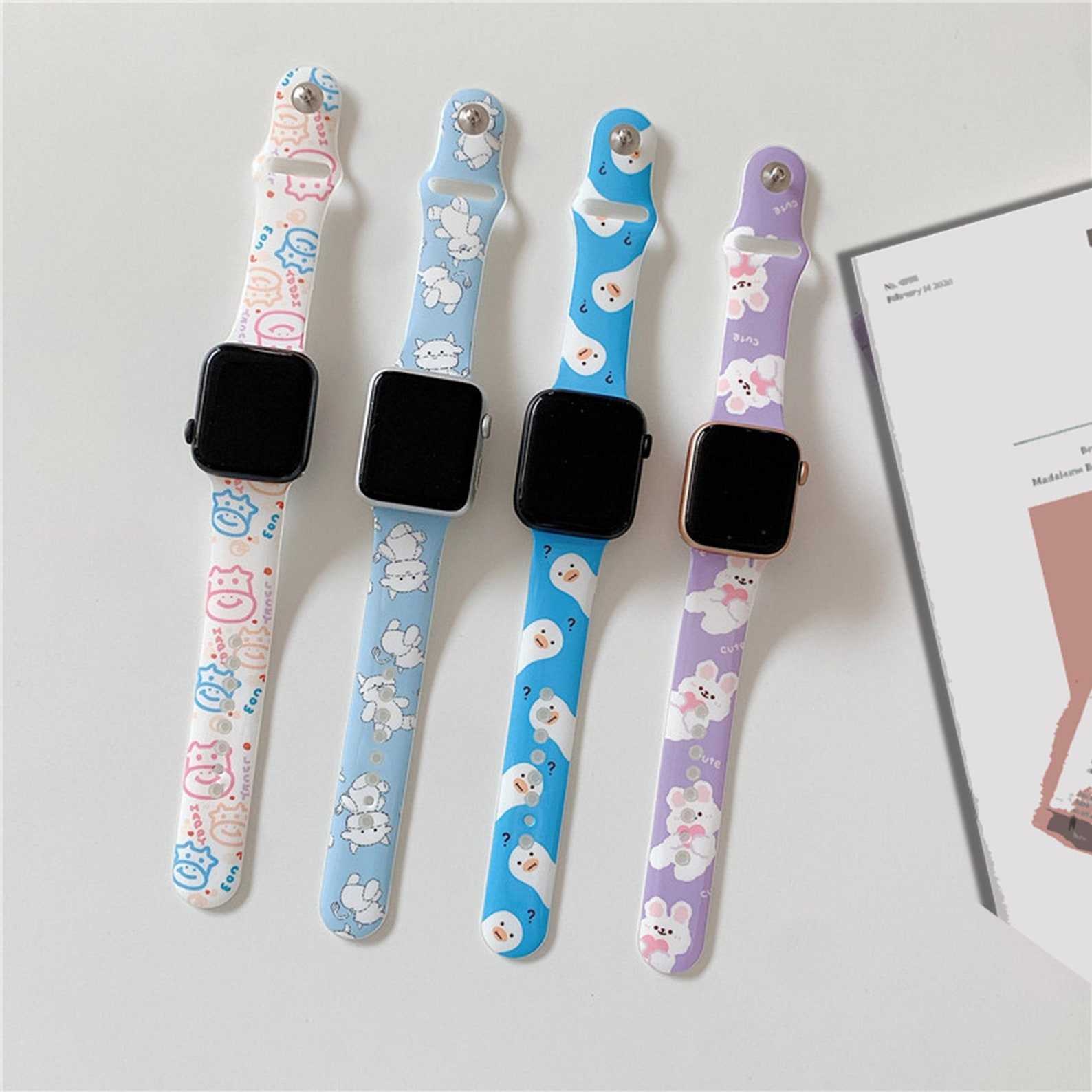 Cartoon Printed Apple Watch Band 38mm 40mm 42mm 44mm Etsy