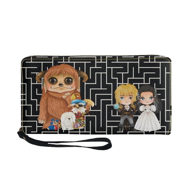 Labyrinth Faux Leather Wallet Clutch Wristlet - David Bowie, Ludo, Sarah, Hoggle, The Worm