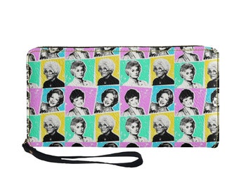 Pochette portefeuille rétro dorée pour filles en similicuir