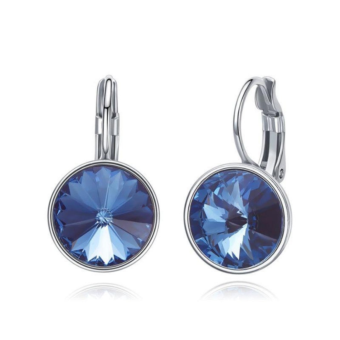 Satinski Round Swarovski Crystals Lever Back Earrings Ideal Mother Day ...
