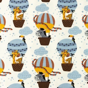 Hot air balloon Cotton jersey fabric, oeketex cotton jersey fabric, childrens cotton jersey fabric