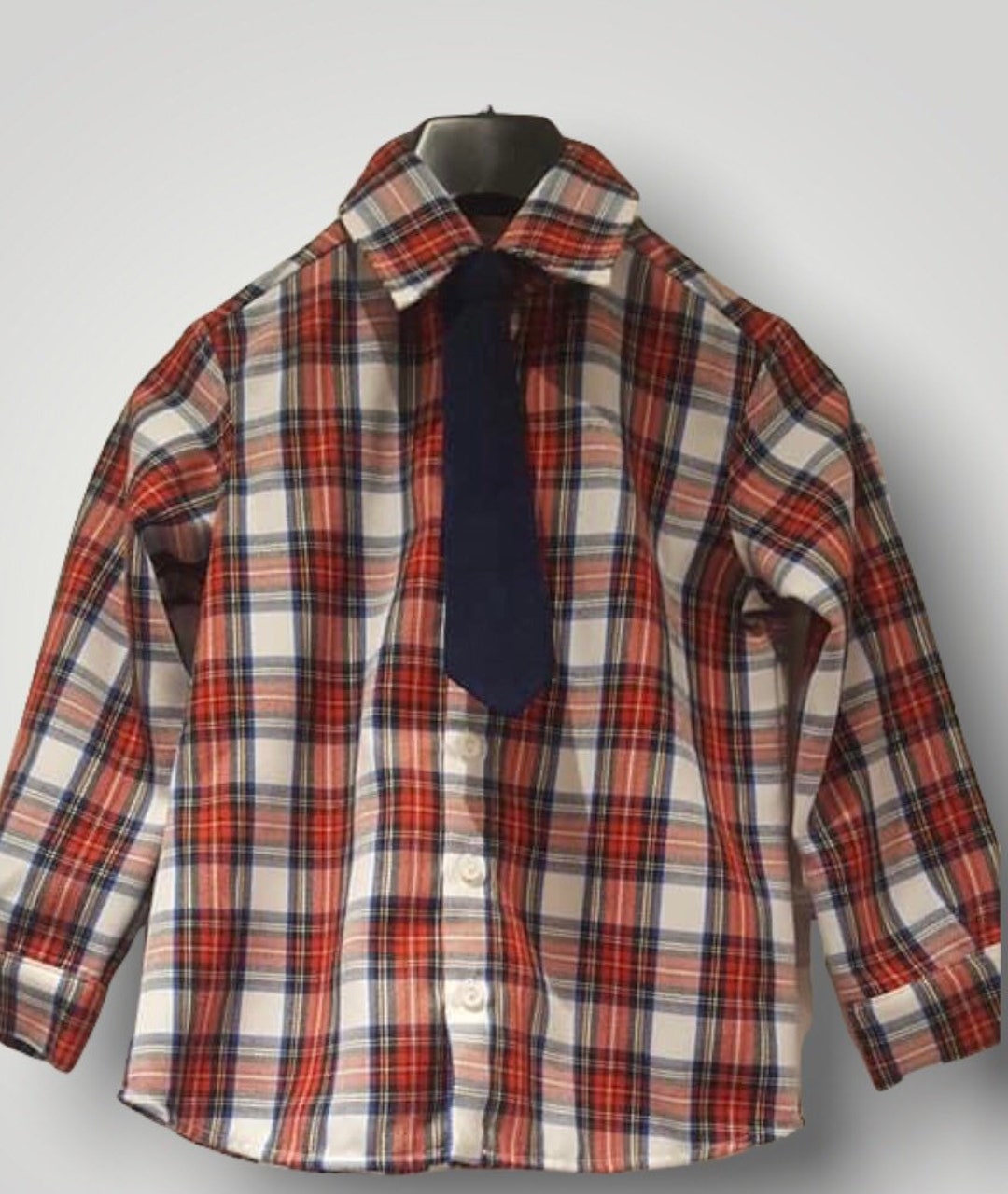 Boys Tartan Checked Shirt White Black