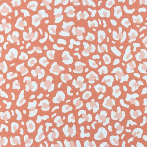 Leopard print Cotton jersey fabric, pink leopard print cotton jersey fabric, childrens oeketex cotton jersey