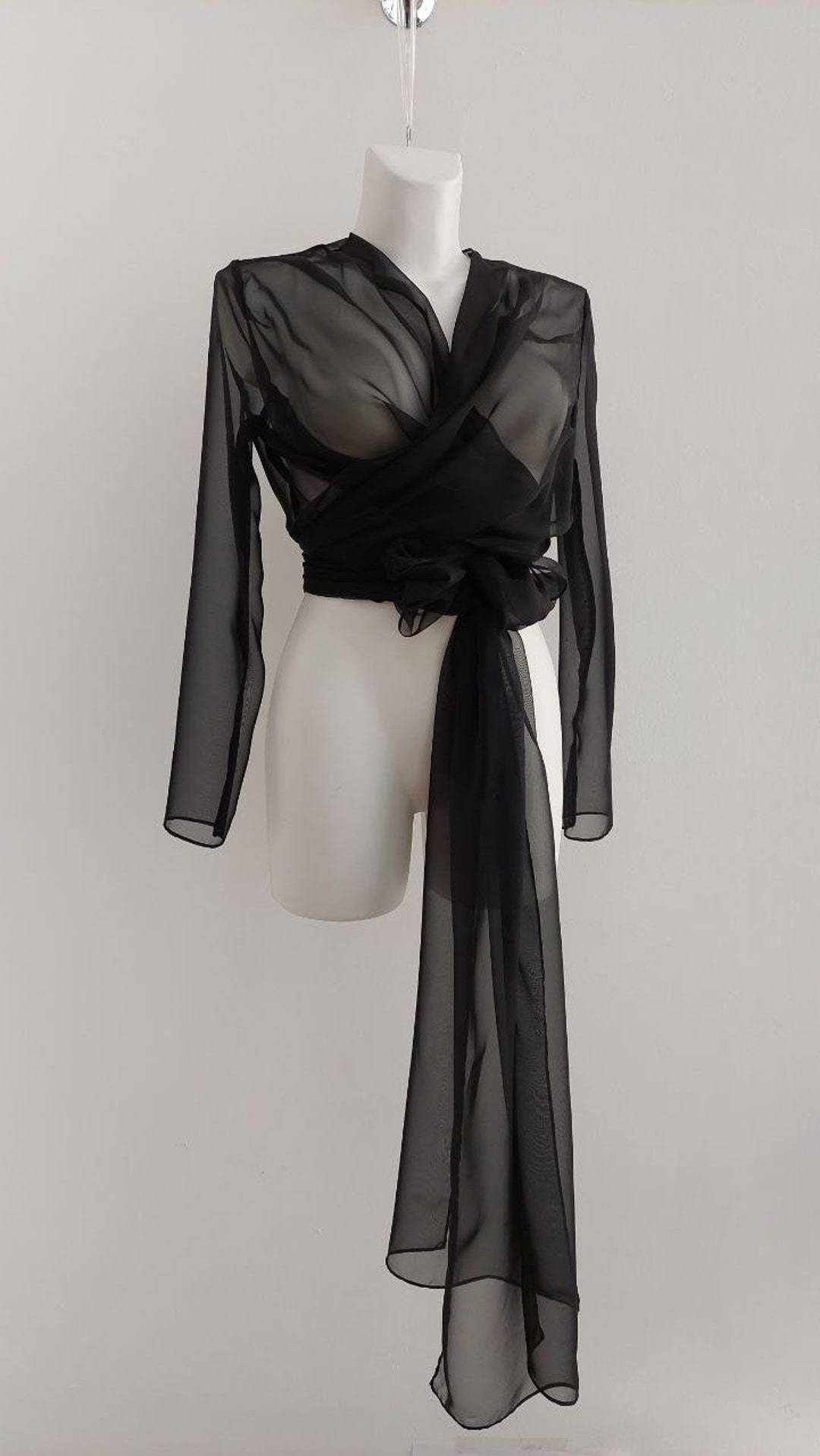 Women Black Organza Dot Prints Shirt Dress