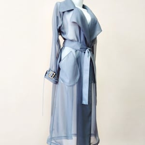 Classic chiffon trench Coat. Wedding clothing. Double breasted chiffon coat. Gorgeous design clothes. image 2