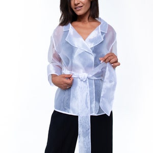 Classic Organza Jacket. Transparent Jacket. Belted organza blazer. Wedding Clothing!