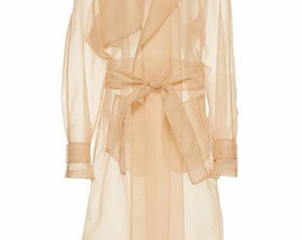 Classic  chiffon trench Coat. Wedding clothing. Double- breasted chiffon coat. Gorgeous design clothes.