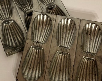 French Madeleine Pan, French Vintage Metal Madeleine Mould, Madeleine Tray, Madeleine Tins