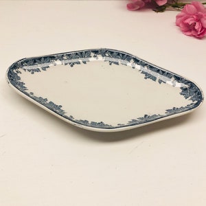 Vintage St Amand Französisches Gericht: Floral Blau-Weißer Keramik Teller