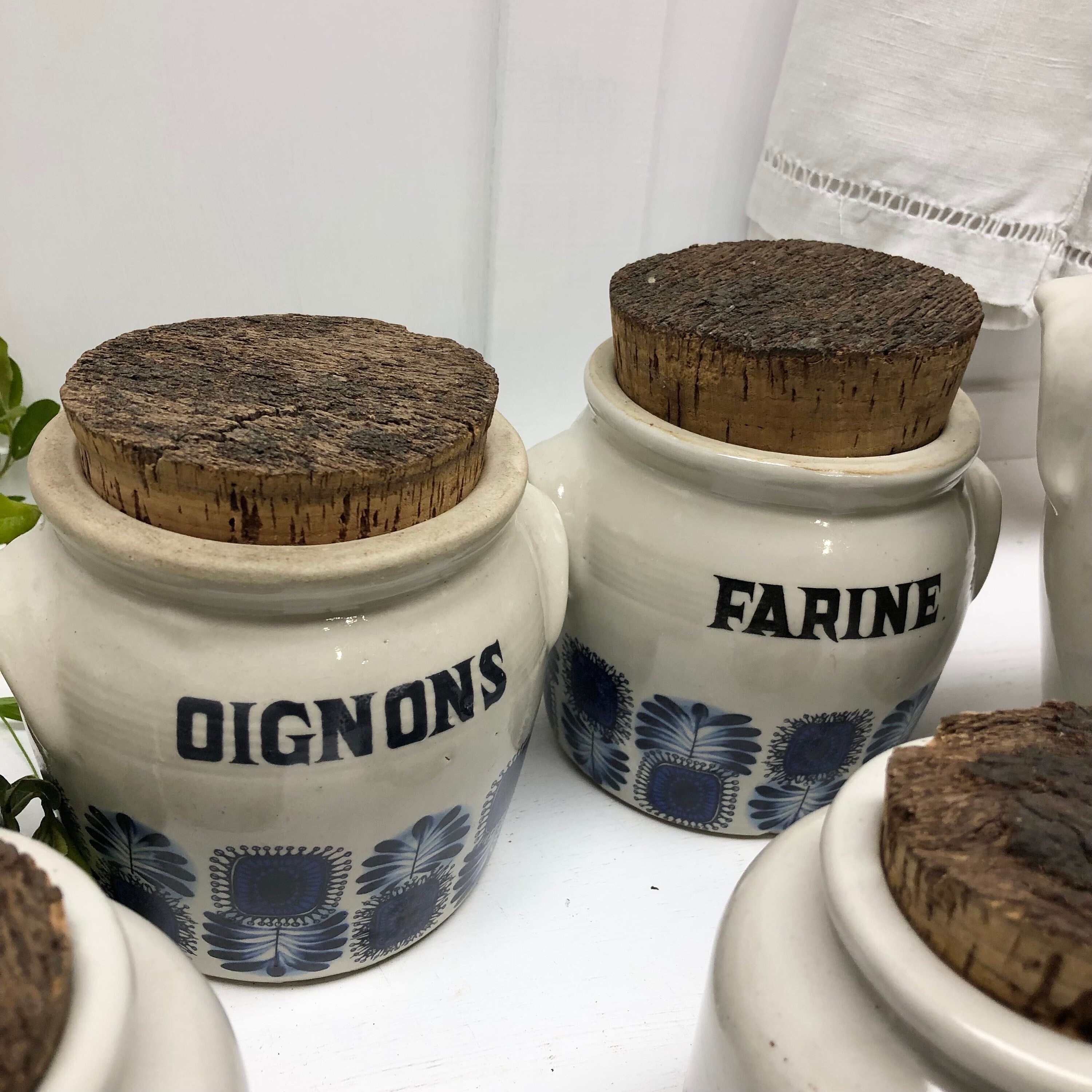 French Vintage Kitchen Storage Jar Set, French Kitchen Ceramic Jars ...