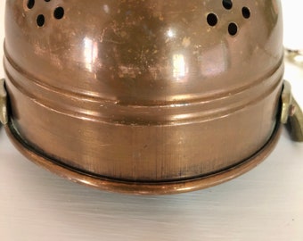 Copper & Brass Colander, Vintage French Colander, Metal Copper Antique Colander