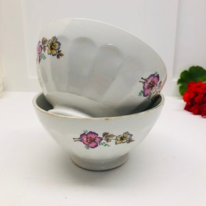Vintage Café Au Lait Bowls, A Pair Of French Coffee Bowls, Vintage Bowls