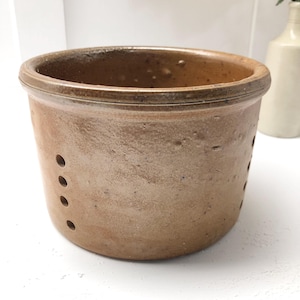 Antique French Cheese Strainer: Rustic Kitchen Pottery Mould